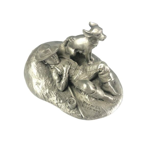 Norman Rockwell Adventures Between Adventures Figurine Fine Pewter Schmid  #157 - Picture 1 of 7